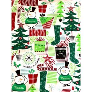 Christmas Themed Tafford Medical Scrub Top S Snowman and Christmas Tree Pattern